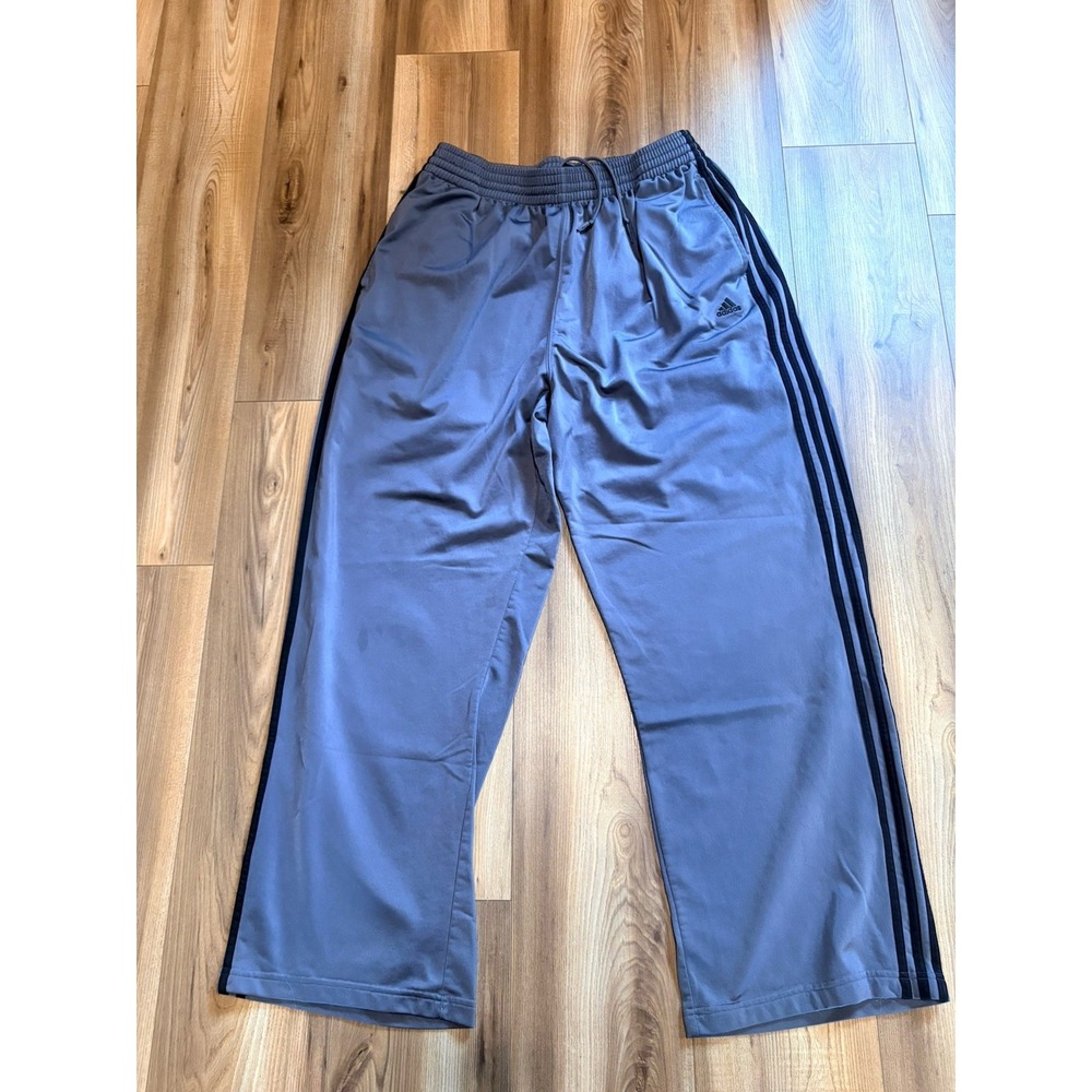 Adidas Sweatpants Gray 2XL Black Stripes Wide Leg Pockets Athletic Pants